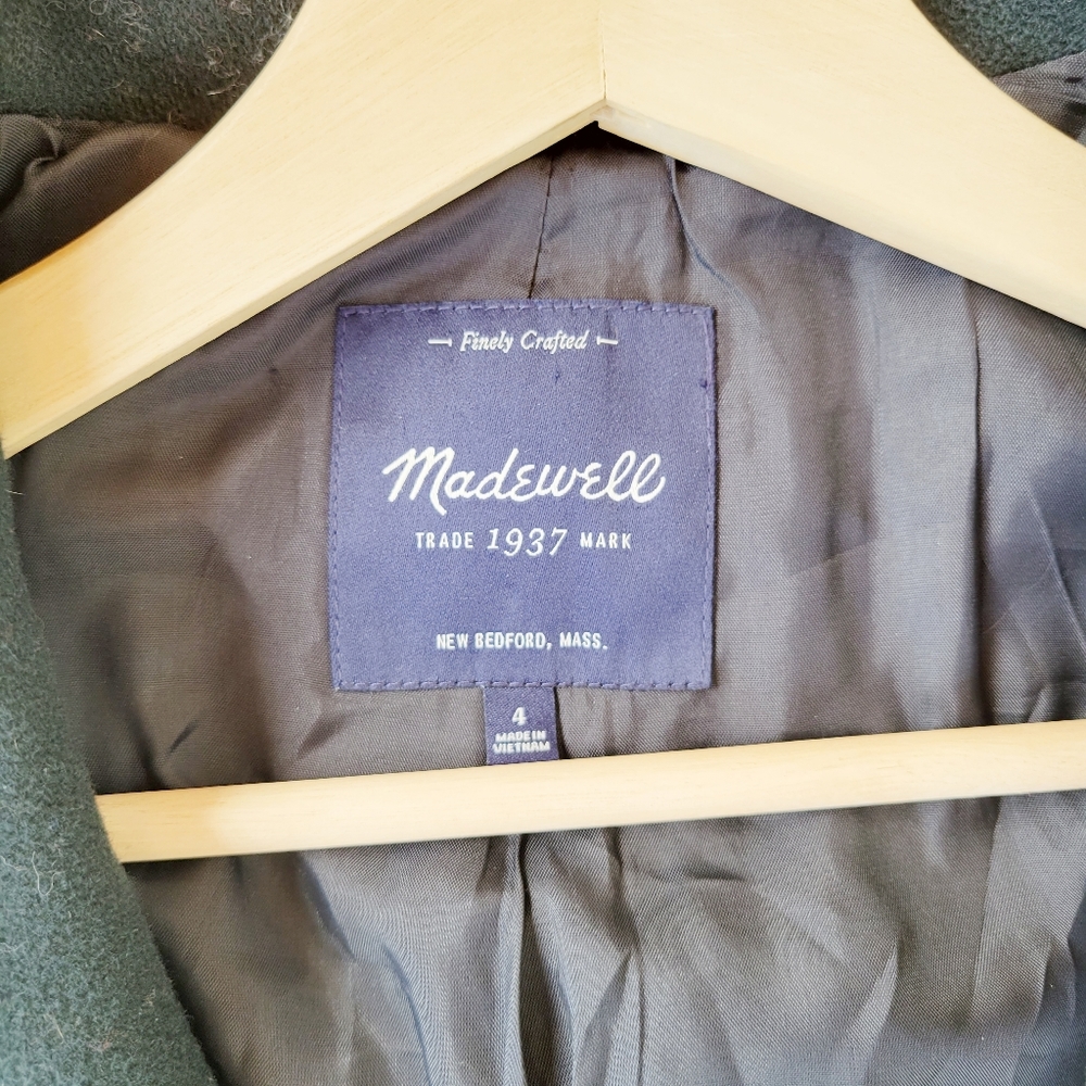 Madewell City Grid Asymmetrical Zip Wool Coat - Picture 5 of 8